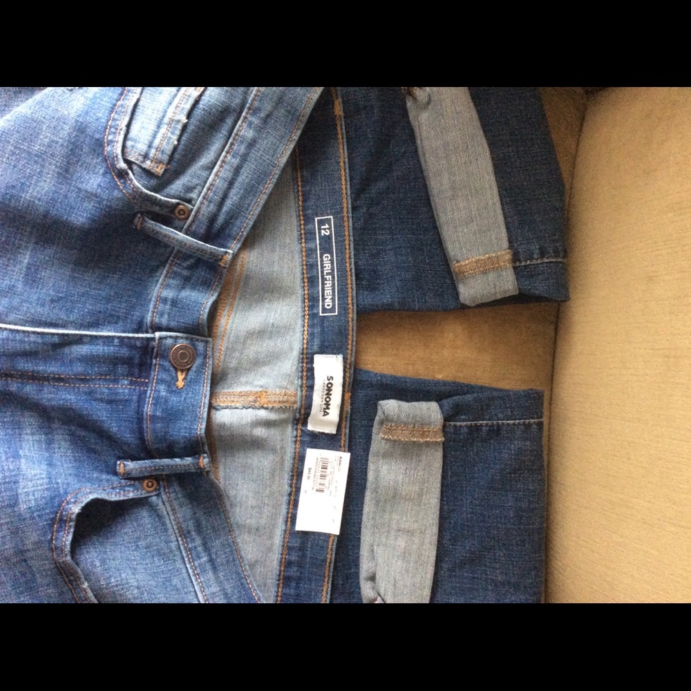 NWT Sonoma Girlfriend cropped distressed jeans